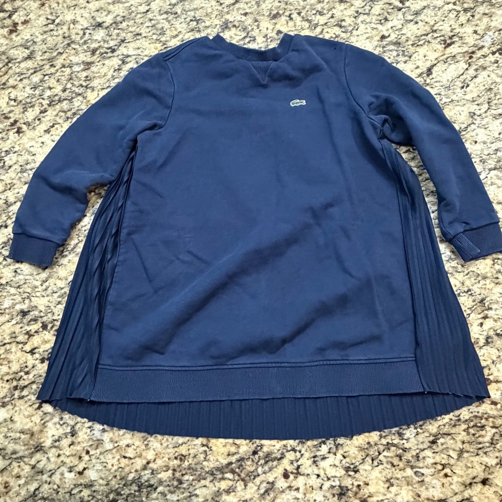 Lacoste Girls Navy Blue Pleated Side Sweatshirt Dress Size 6 ws